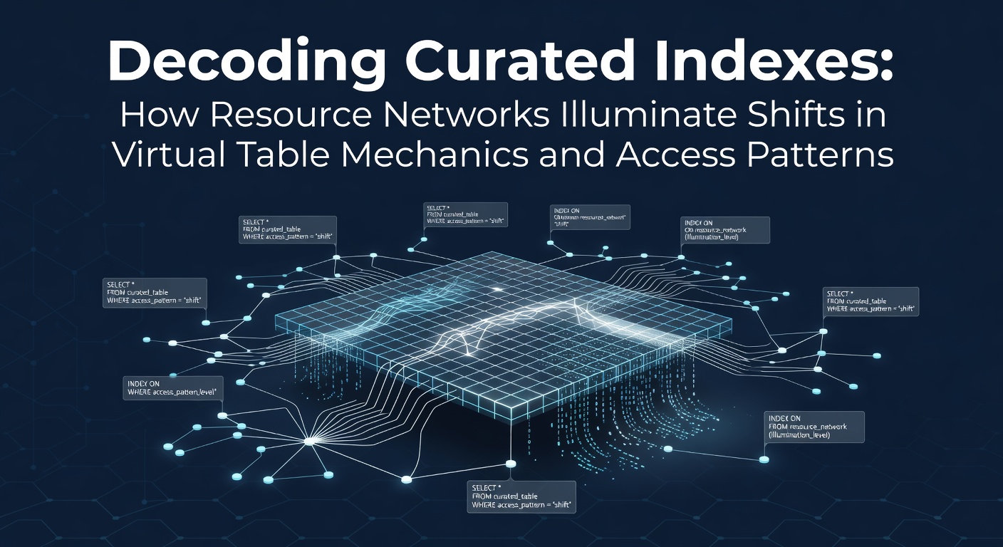 Illustration of curated indexes mapping resource networks for virtual table analysis