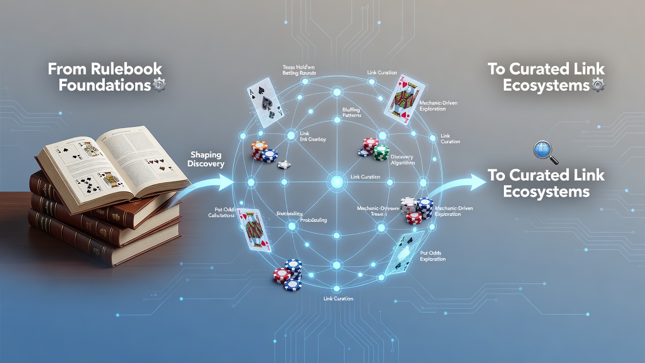 Flowchart illustrating connection between poker rules and curated gaming platform directories