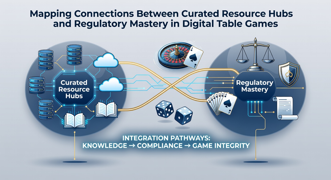 Regulatory compliance flowchart linking digital table game rules to curated hub resources
