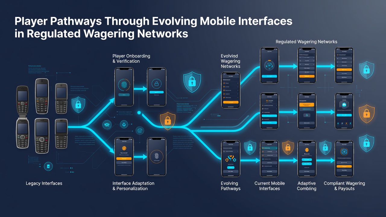 Detailed view of regulated mobile wagering app with highlighted user flow elements and compliance features